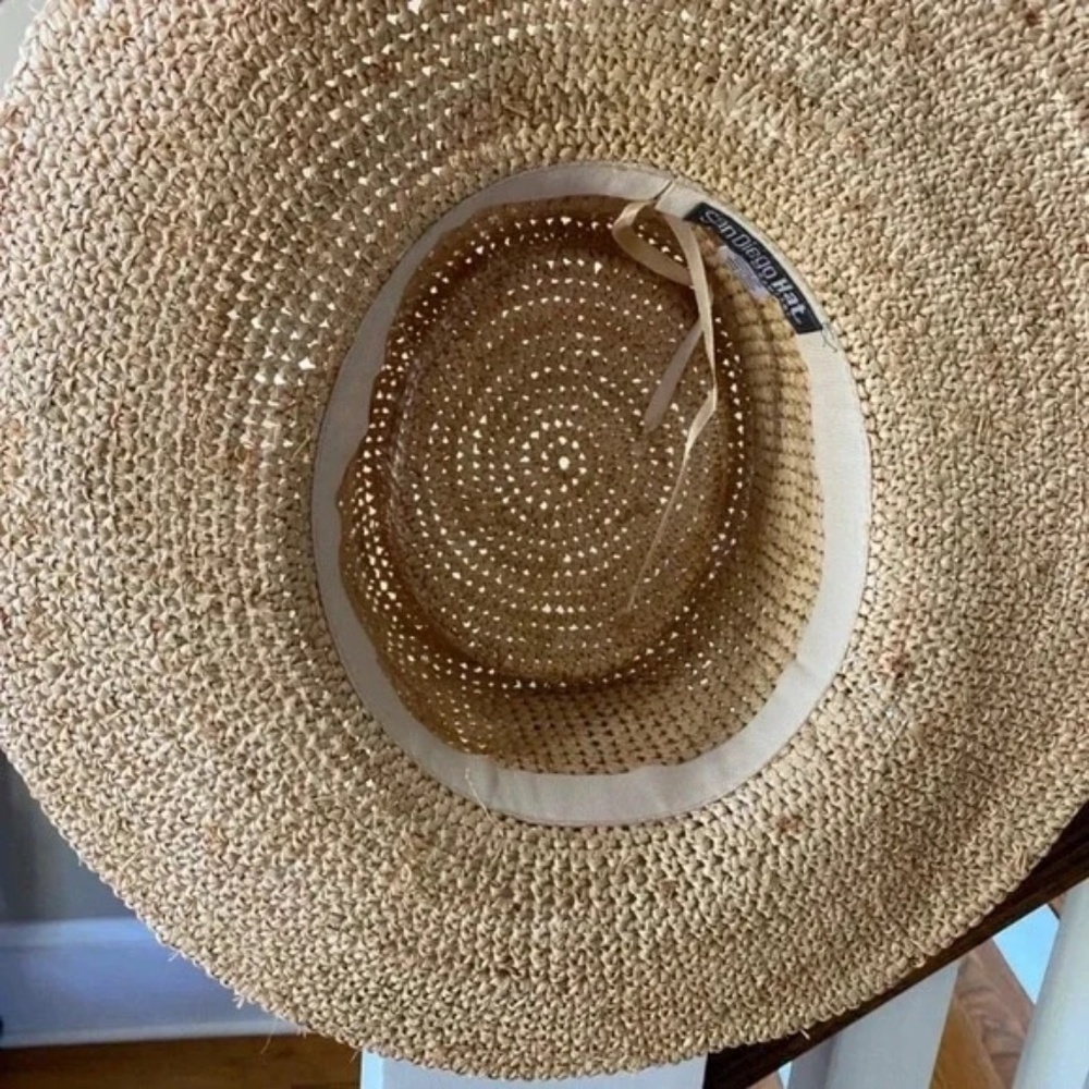 NWT Anthropologie Sandiego Hat Company Tan Raffia Boater Hat - Picture 4 of 5